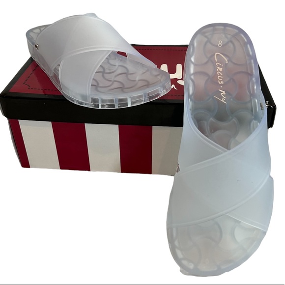 Circus 🎪 by Sam Edelman White Jelly Slip On Sandals Size 8 NWT - Picture 16 of 16